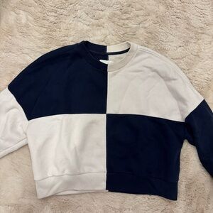 Abercrombie & Fitch Navy and Cream Colorblock Sweater